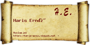Haris Ernő névjegykártya